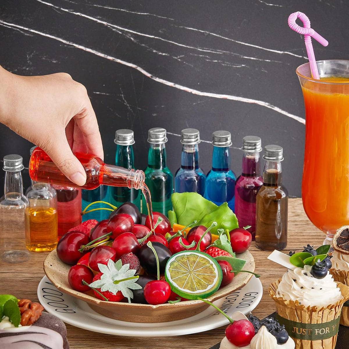 Tessco for you 100 Pcs Mini Liquor Bottles Plastic Mini Salad Dressing Bottle Christmas Small