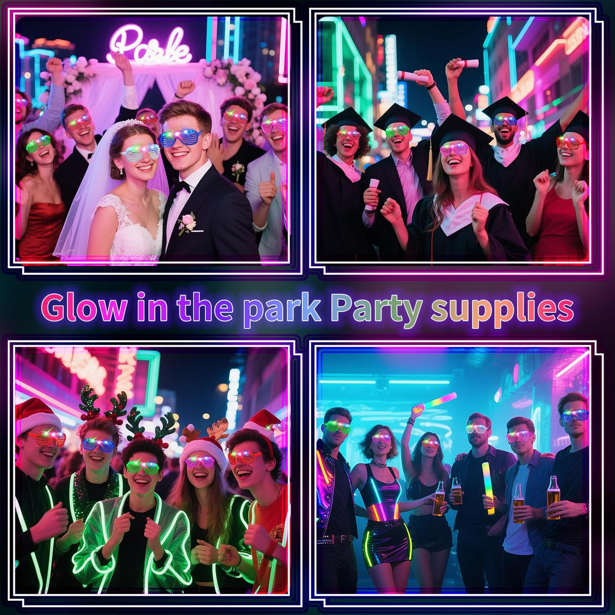 108 PCs LED Glasses,Light Up Glasses,Glow Glasses Glow In The Dark Party Supplies Suitable For
