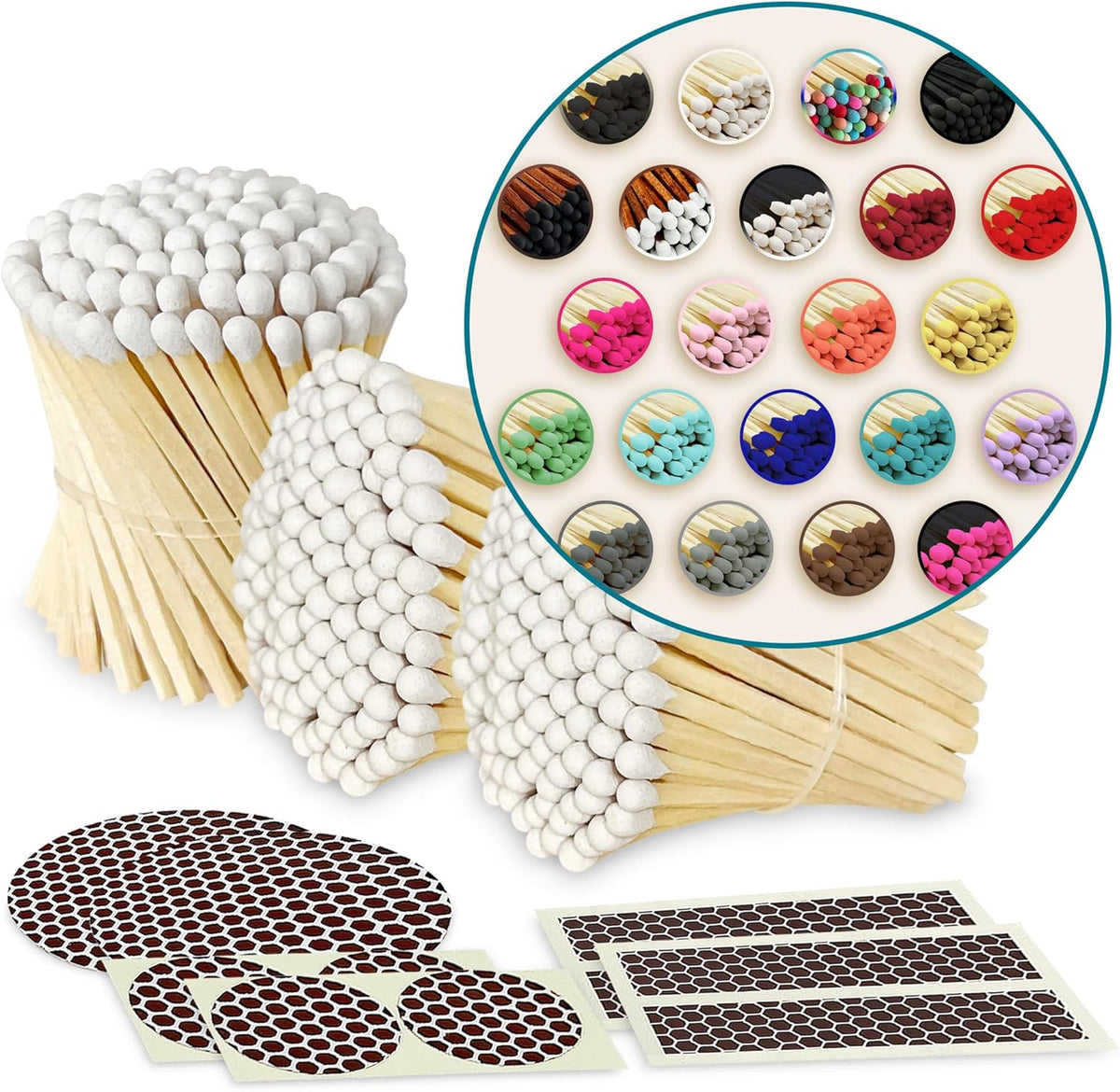 2" Choose Your Colors Safety Matches | Set of 300+ Bulk Artisan Matchsticks with Striker Stickers