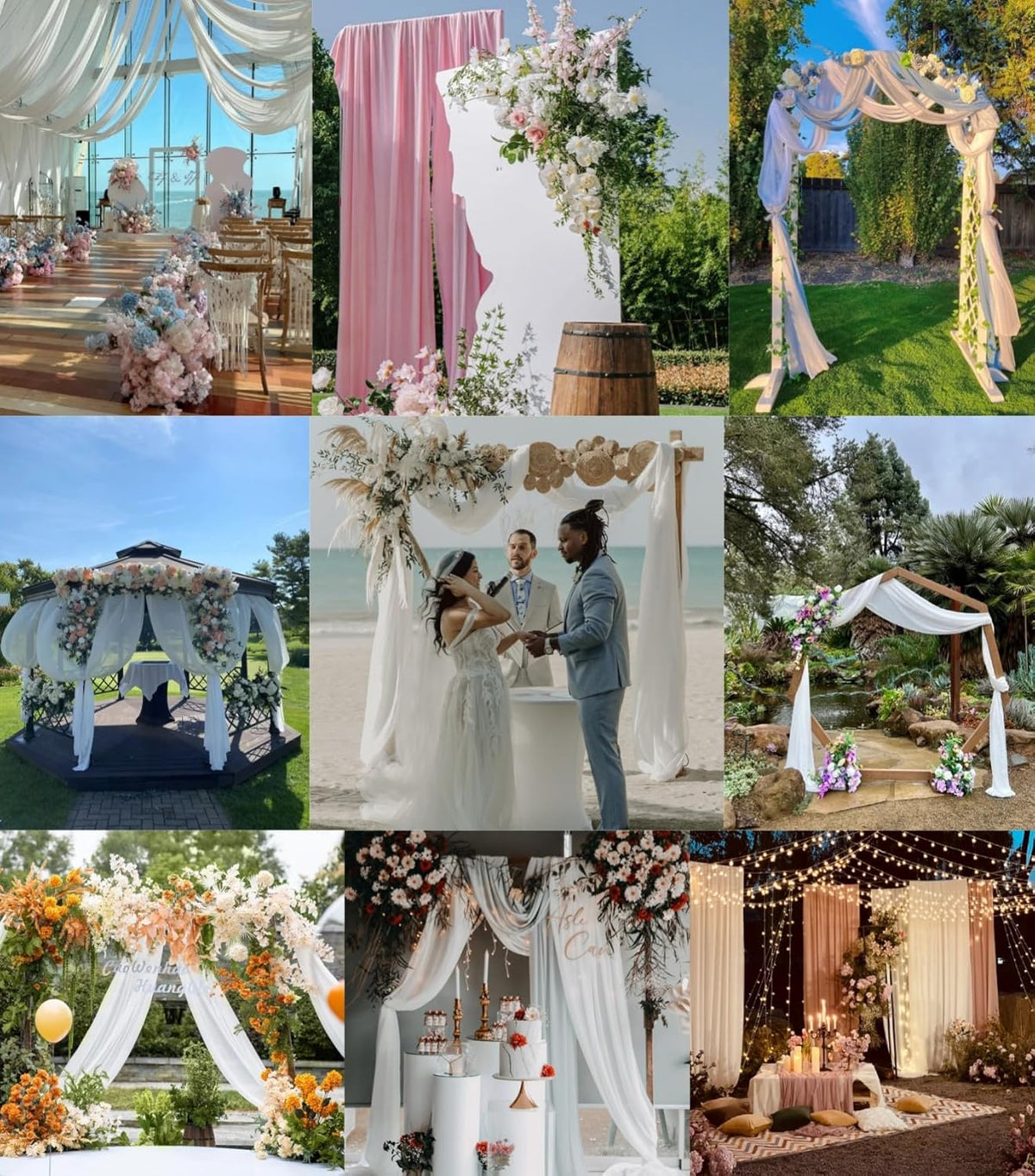 White Wedding Arch Draping Fabric 29" x 20 FT White Drapes for Backdrop Sheer Curtains Wedding
