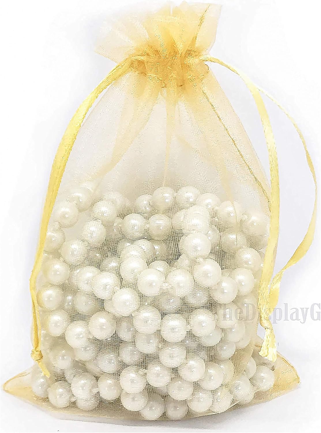 TheDisplayGuys 100-Pack 4x6 Gold Sheer Organza Gift Bags with Drawstring, Jewelry Candy Treat