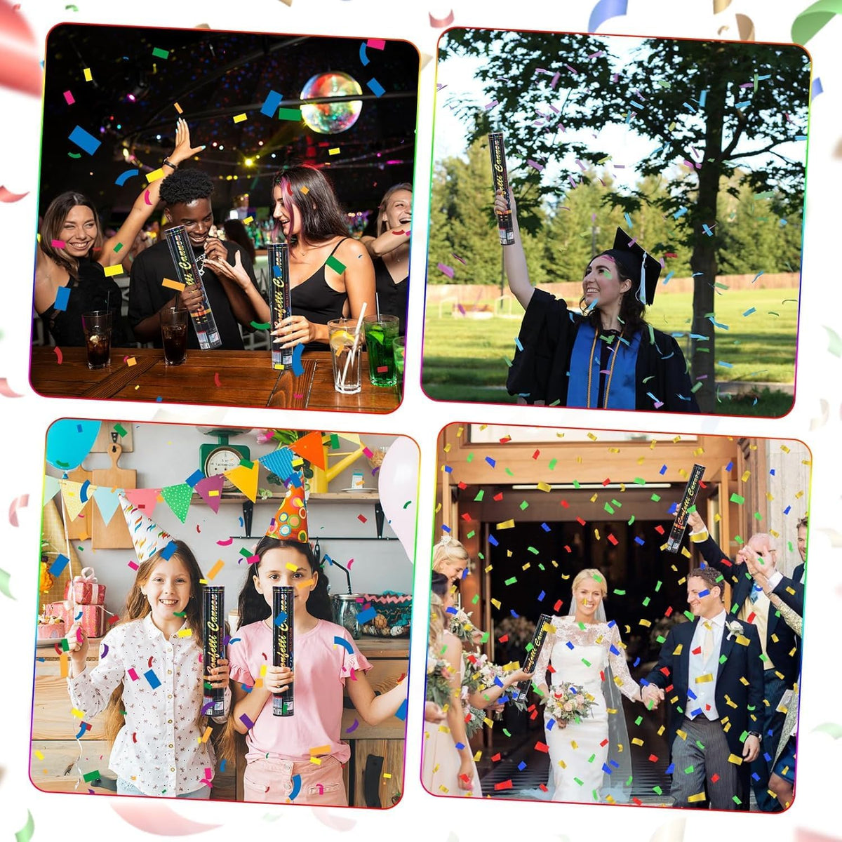 Confetti Cannon 12 Pack Party Poppers Multicolor Poppers 12Inch for Party Celebrations Confetti