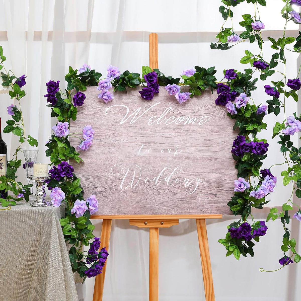Floweroyal 6 Pack Artificial Flower Garlands 7.9FT Fake Rose Vines Silk Flowers Hanging Rose Ivy