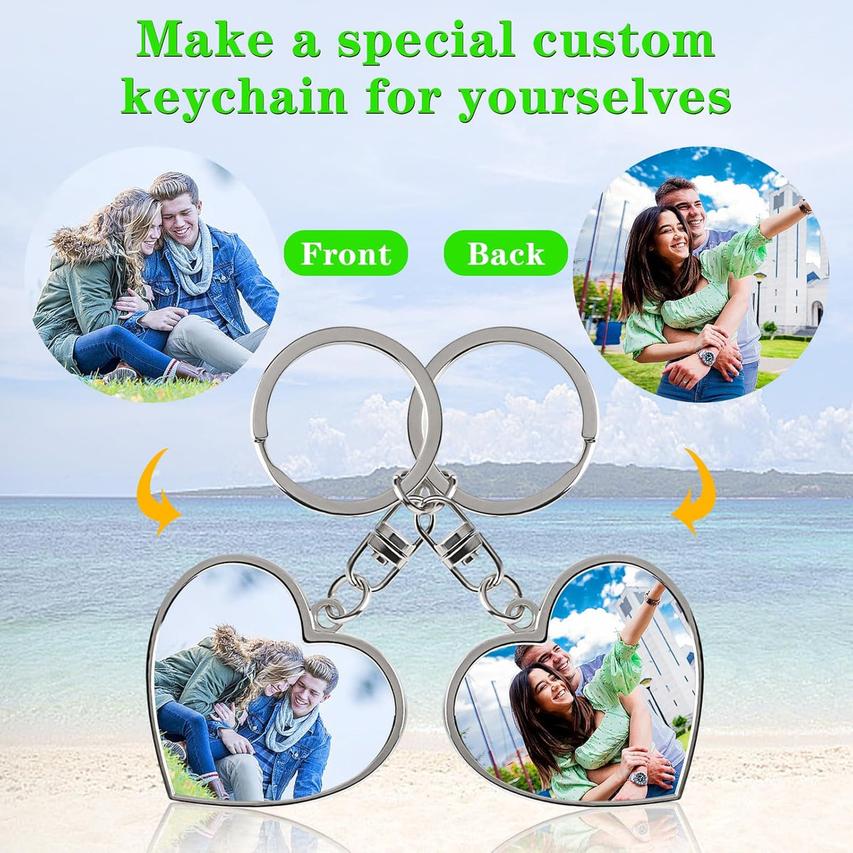 Double Side Custom Keychain with Picture Personalized Engraving Photo Text Customized Gifts for Men