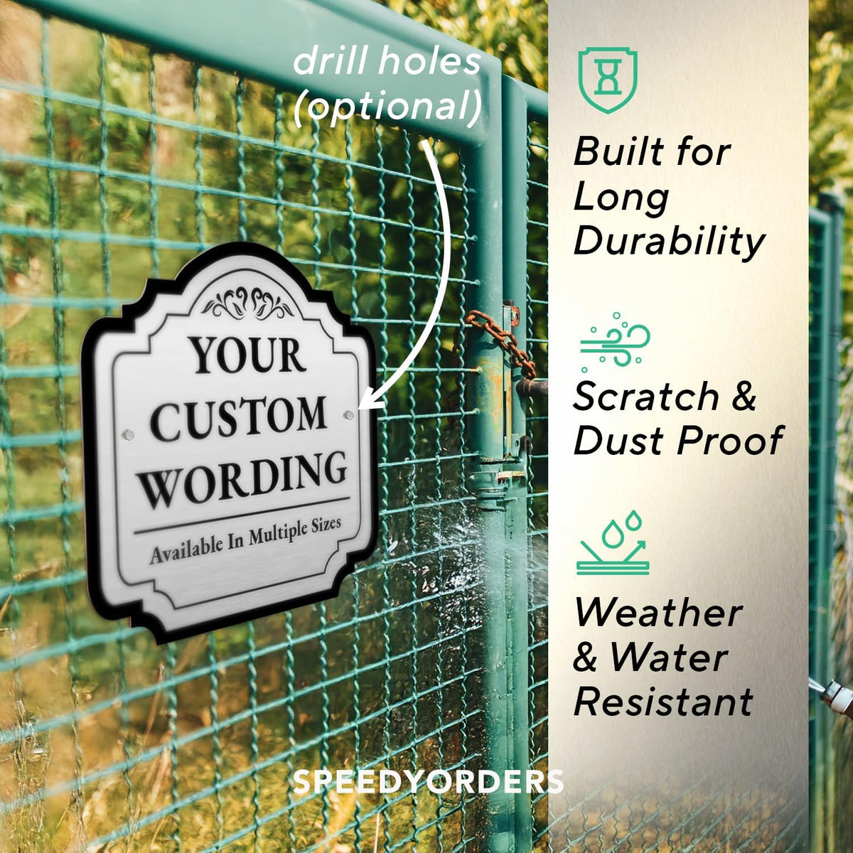 Personalized Outdoor Metal Sign - Customized Driveway Sign, Waterproof, Design 2Metalic Silver