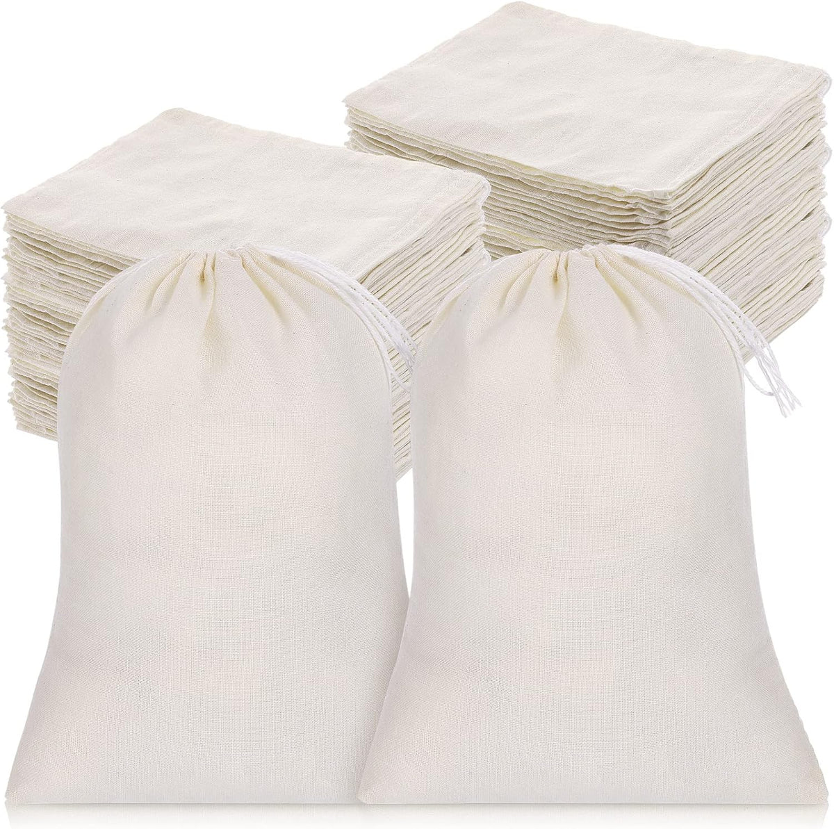 200 Pack Muslin Bags Burlap Drawstring sachet Bags Multipurpose Canvas Linen Pouch for Tea Jewelry