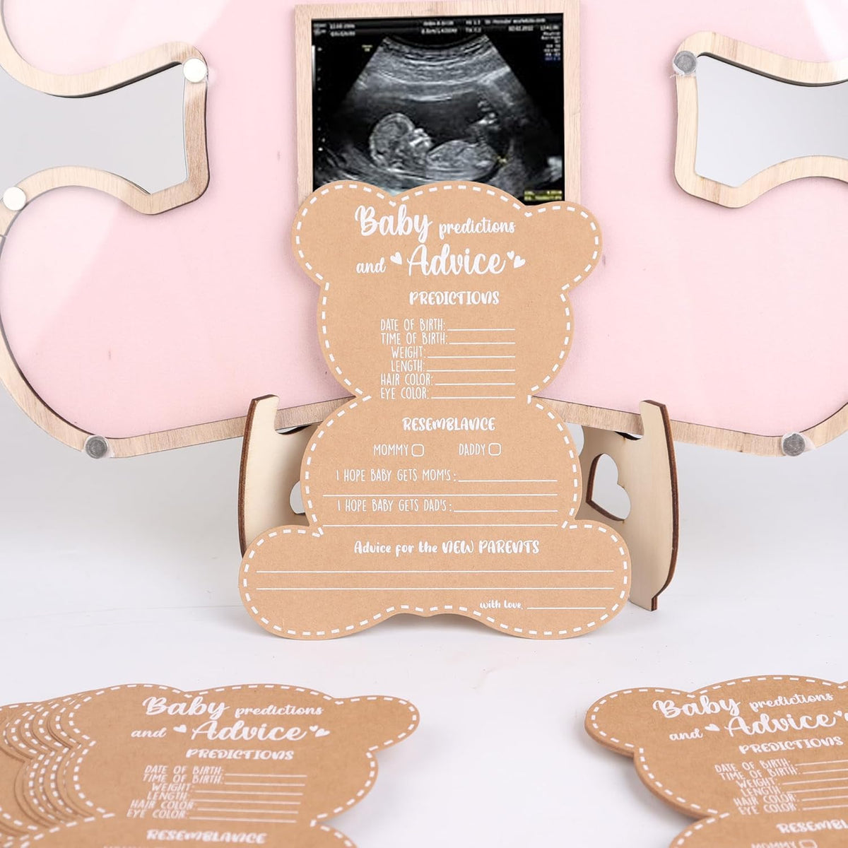 Baby Shower Games - Boy or Girl - We Can Bearly Wait Teddy Bear Baby Shower Advice Cards for