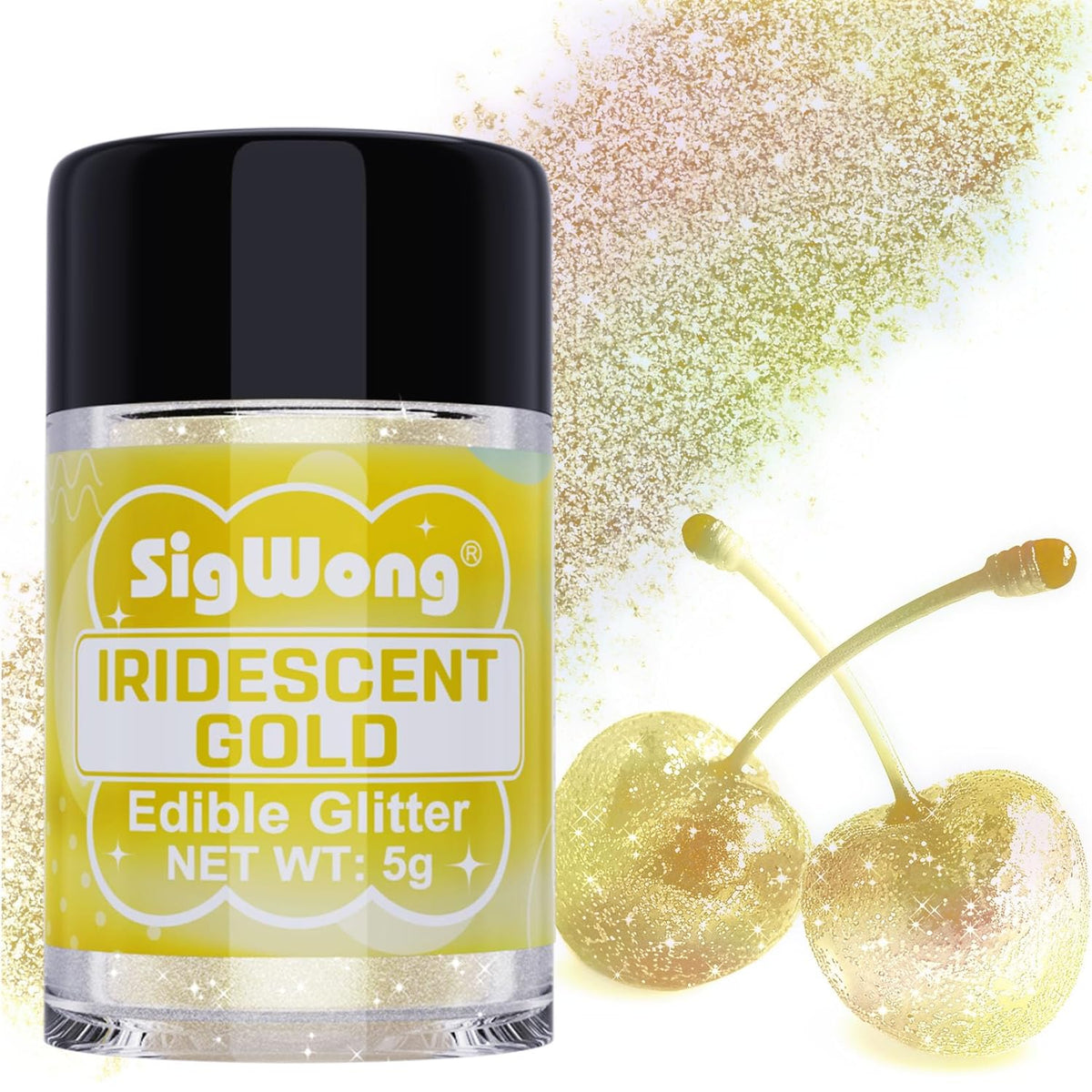 Iridescent Gold Edible Glitter - 5g Food Grade Cake Decorating Shimmering Glitter, Edible Sprinkle
