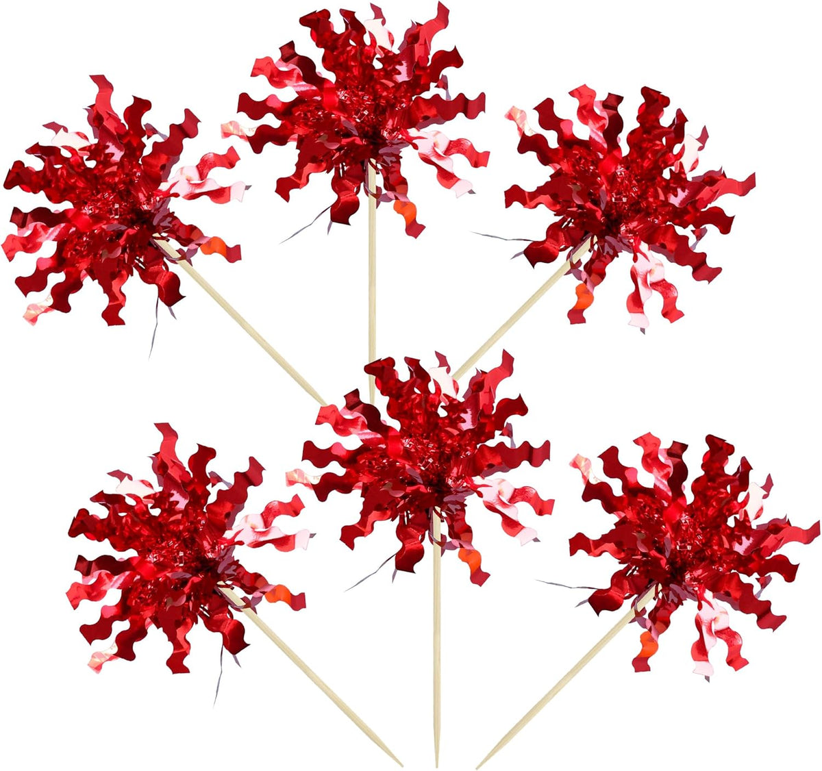 Gyufise 30Pcs Foil Firework Cupcake Toppers Sparkle Tinsel Cake Toppers Tinsel Drink Cake
