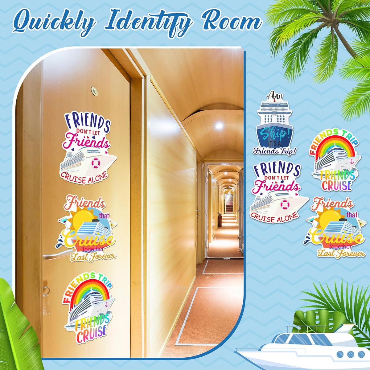 Hoteam 4 Pcs Friends Cruise Door Decorations Magnetic Large Friends Cruise Ship Door Magnets Funny