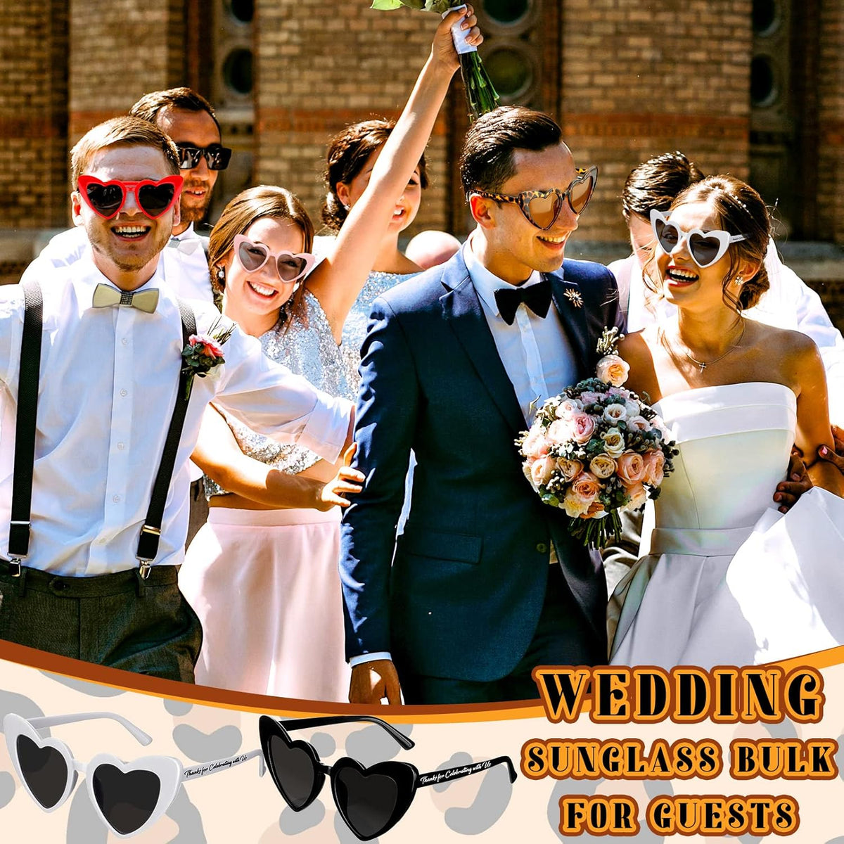 Vabean Wedding Heart Sunglasses Bulk Wedding Gifts Bachelorette Bridal Party Favors for Guests
