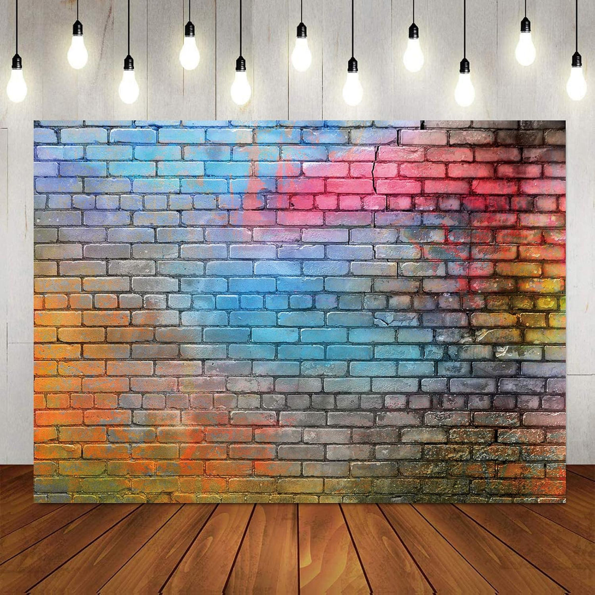LTLYH 8x6ft Colorful Brick Wall Photo Backdrop Baby Birthday Wedding Party Photography Background
