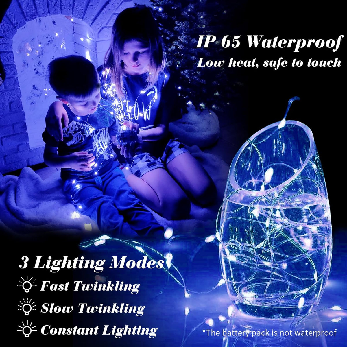 ZGWJ 24 Pack Fairy Lights Battery Operated, 7ft 20 Mini LED Fairy String Lights Silver Wire 3 Modes