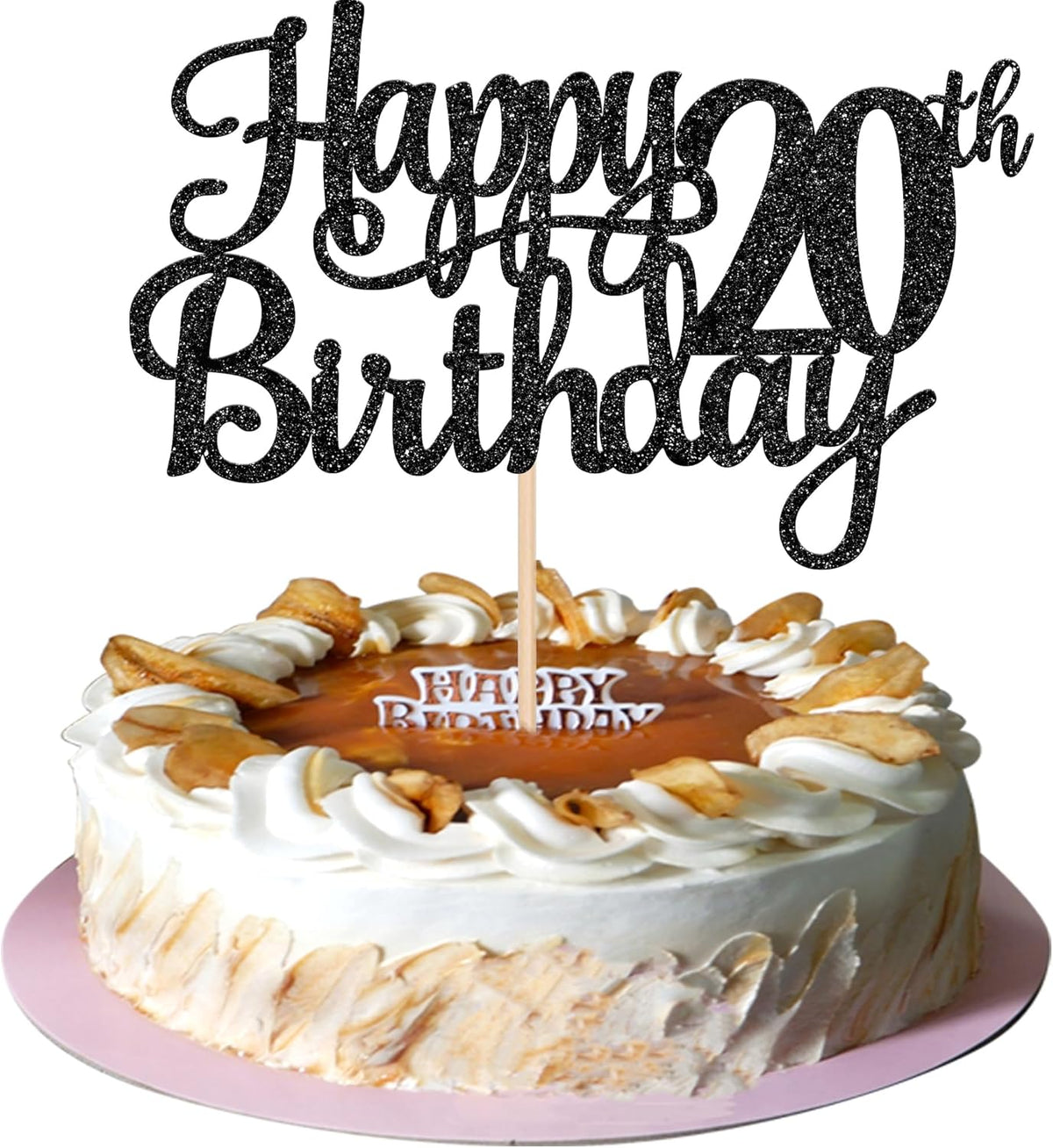 1 PCS Happy 20th Birthday Cake Topper Glitter Cheers to 20 Years Birthday Cake Pick Twenty 20
