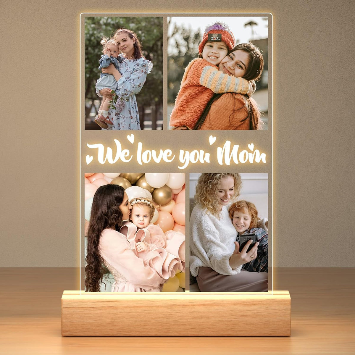 Personalized Picture Frame with Night Light, Customized Photo Frame with Photos, Customized Photo