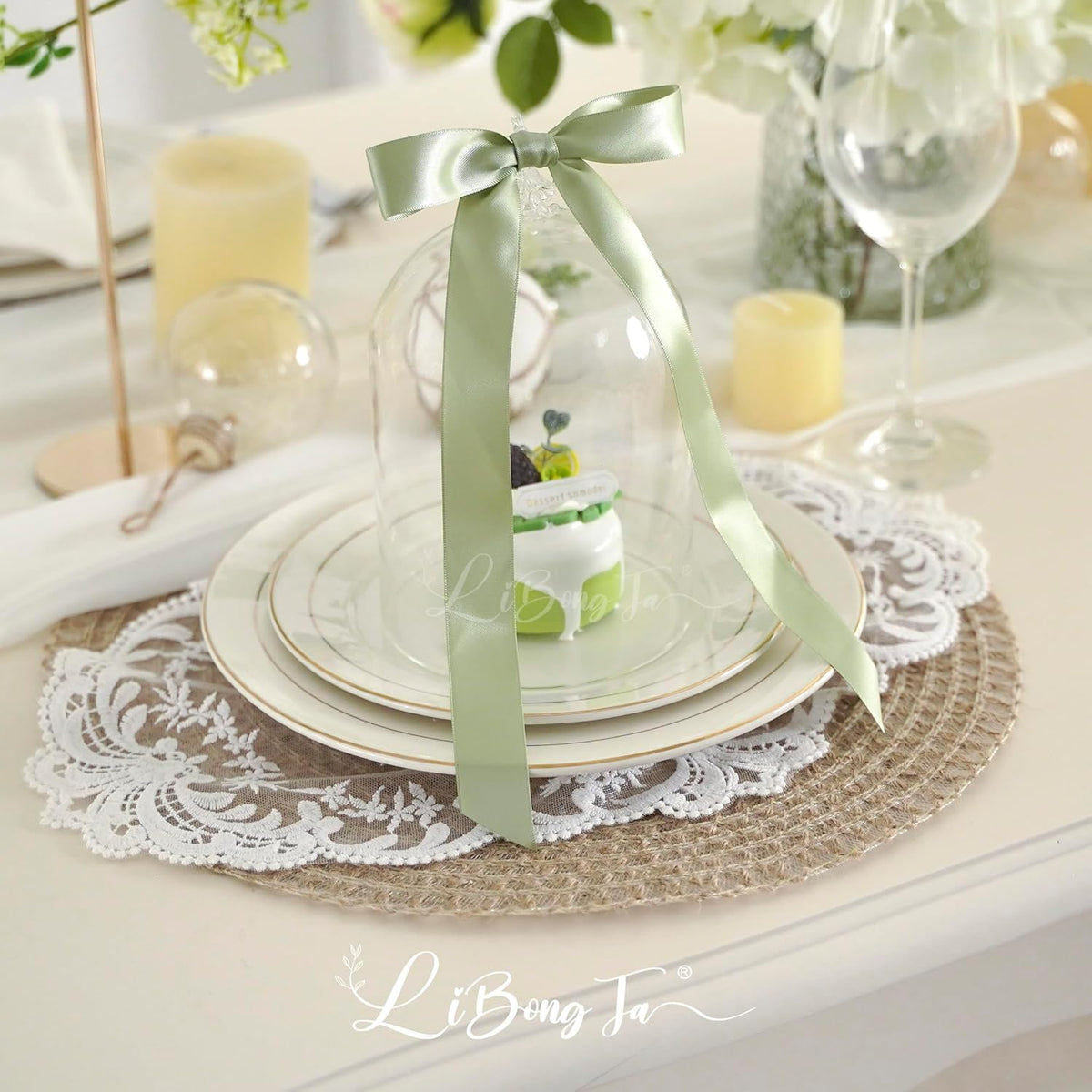 50 PCs Sage Green Bow Decor 5.5'' Satin Bows with Long Tail, Twist Tie Bows for Craft, Packaging