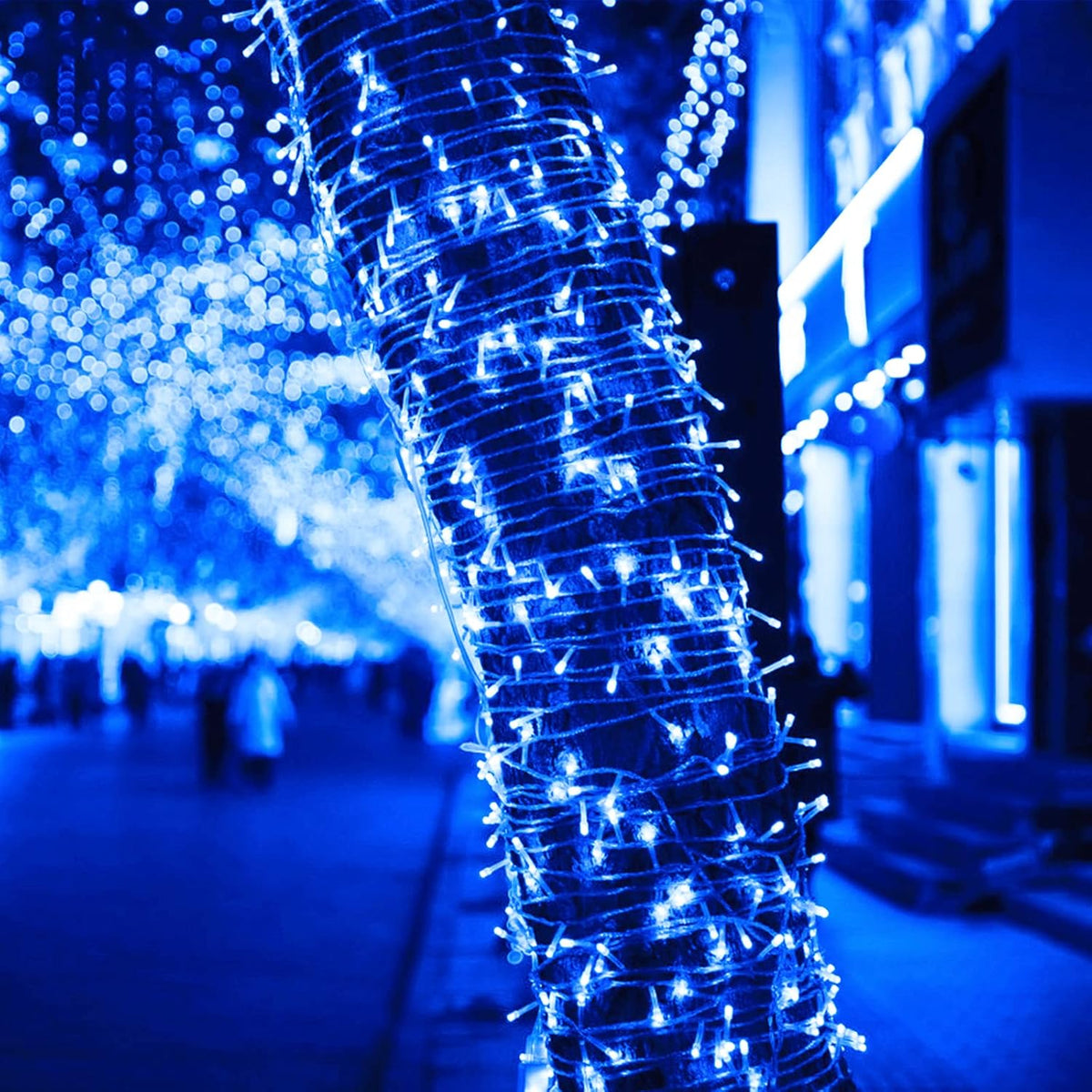JMEXSUSS 163 FT 500 LED Blue Christmas Lights Outdoor, Waterproof Blue String Light Plug in, 8