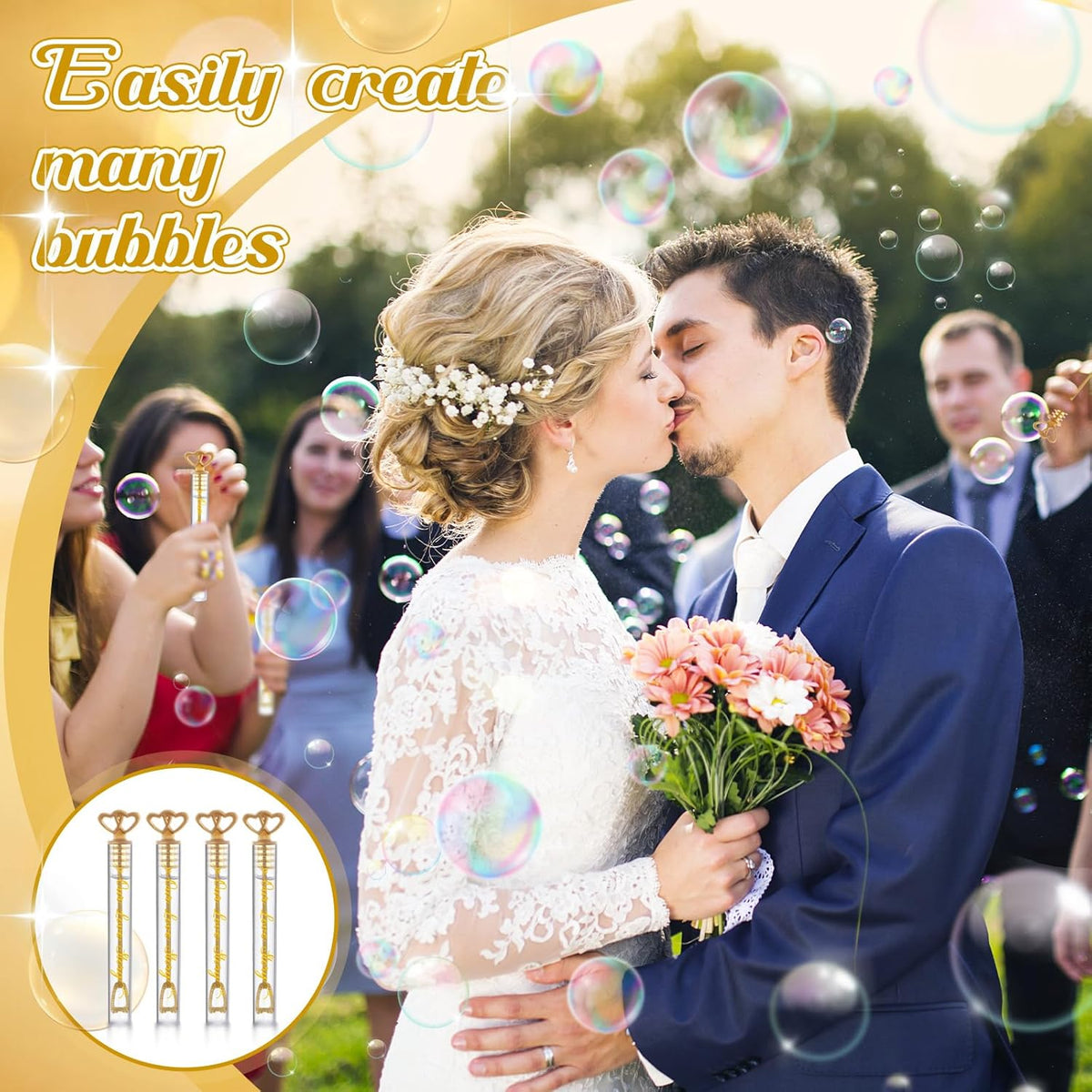 150 Pcs Bubble Wands Bulk for Wedding Party Mini Heart Wand with Bubble Solution for Wedding Bridal