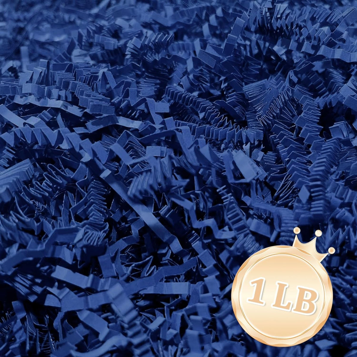 1 LB Royal Blue Crinkle Cut Paper Shred Filler Great for Gift Wrapping, Light Royal Blue Basket