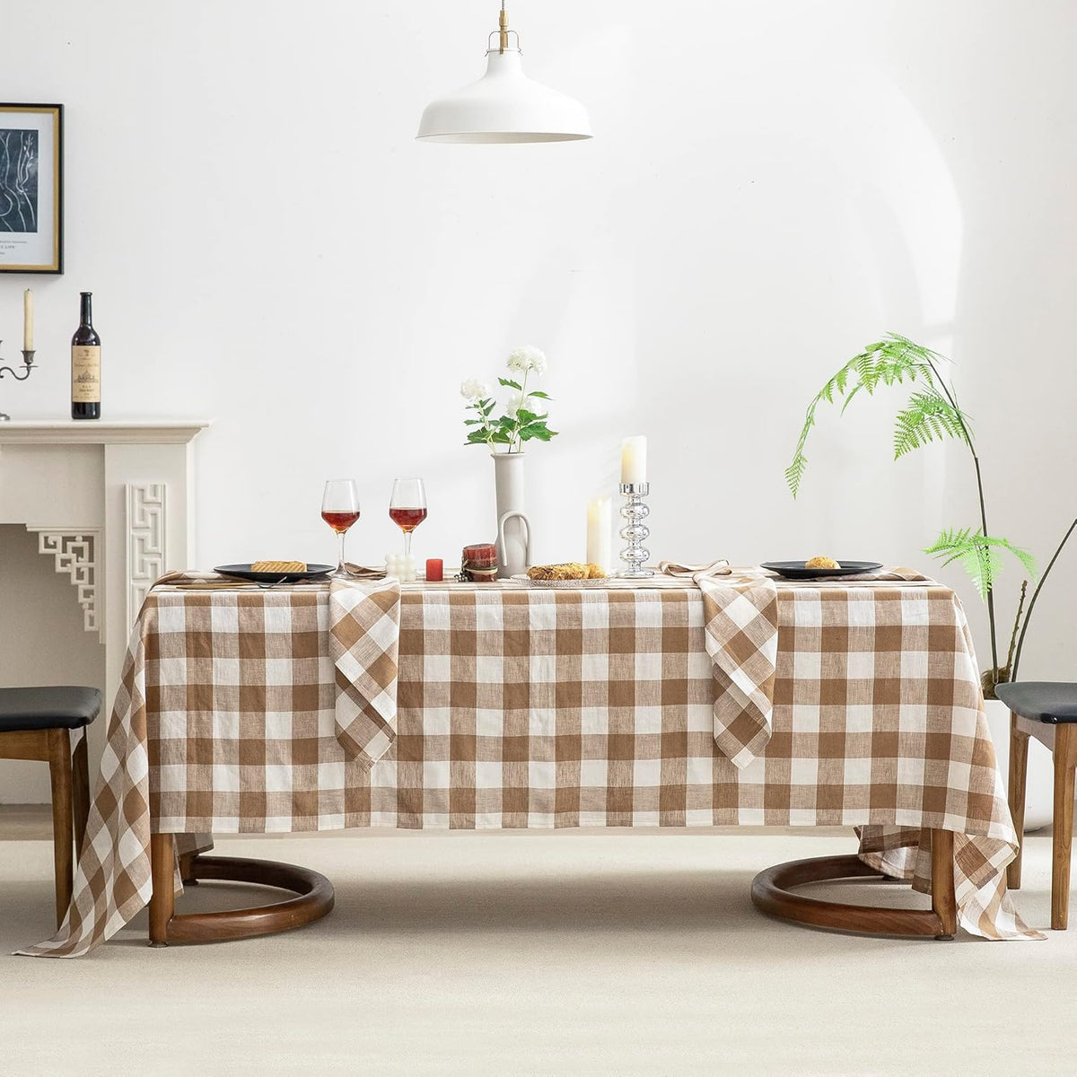 EVERLY 100% Yarn-Dyed Linen Rectangle Tablecloths 60x144Inches for Dining,Buffet