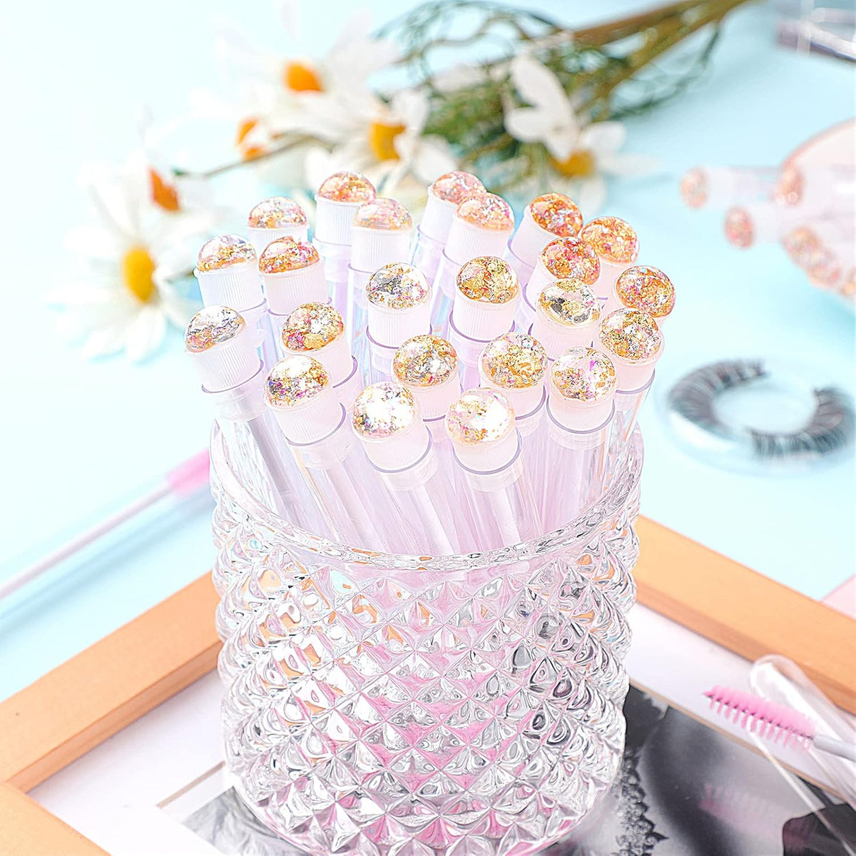 20pcs Eyelash brush Lash Wand Makeup tool Eyelash Extension supplies Cleaning brush Diamond Mascara