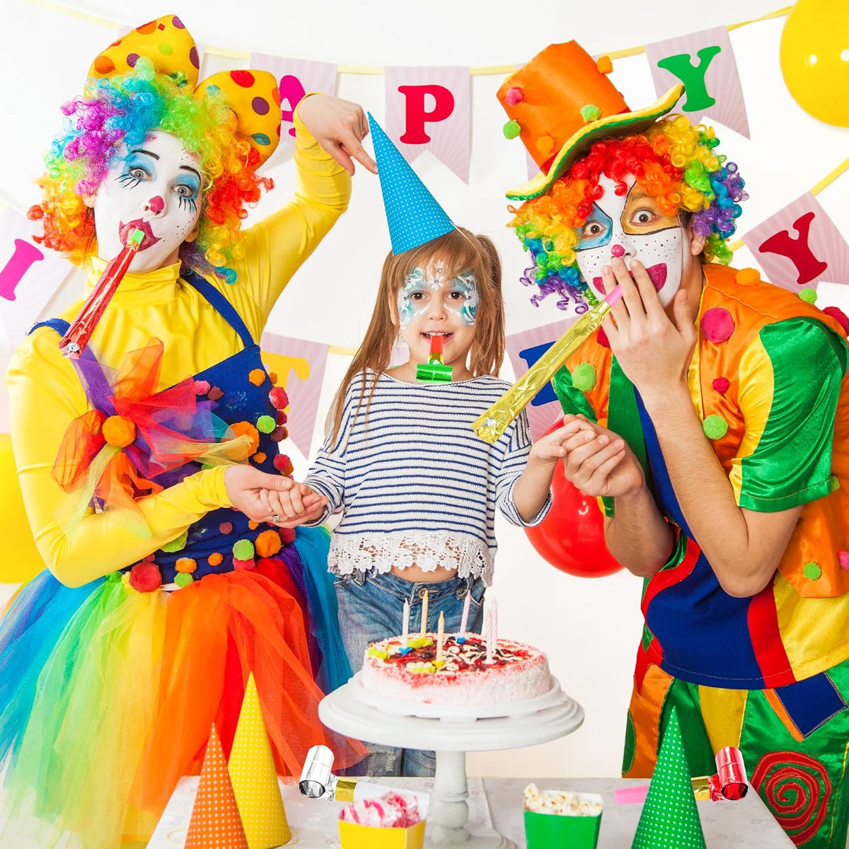 24 Pcs Party Blower Colorful Blowouts Noisemakers Birthday Blowouts Whistles for Party