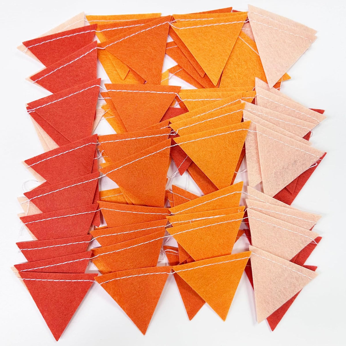 Orange Party Decorations - Ombre Felt Hanging Triangle Mini Bunting Pennant Banner Flag for
