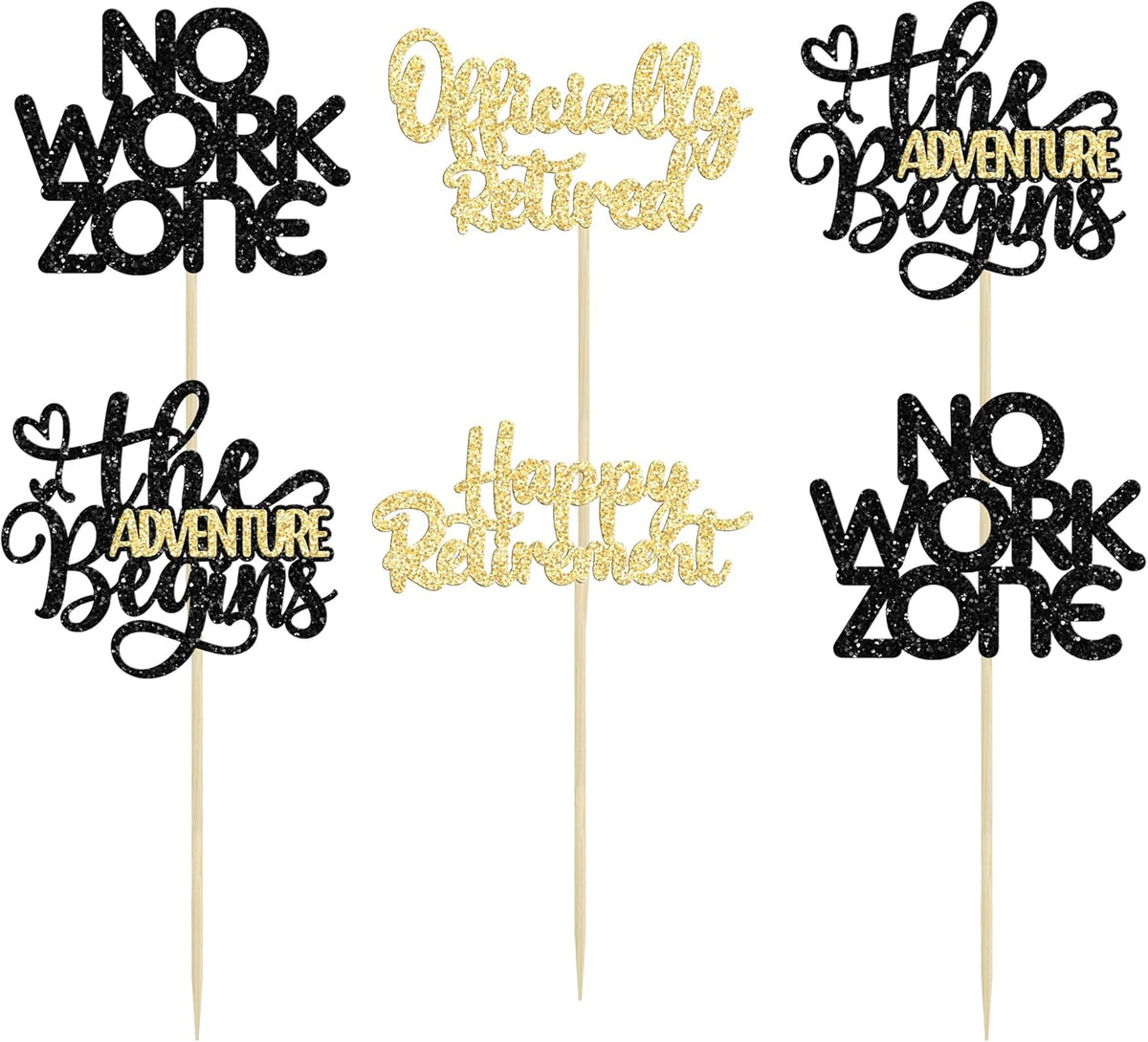 24Pcs Happy Retirement Cupcake Toppers Officially Retired Cake Toppers No Work Zone Adventure