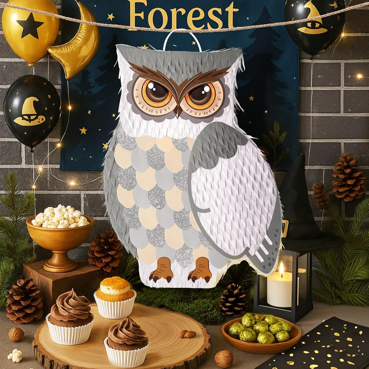 WERNNSAI Night Owl Piñata - Owl Wicked Pinata Hanging Woodland Forest Party Decorations for Kids