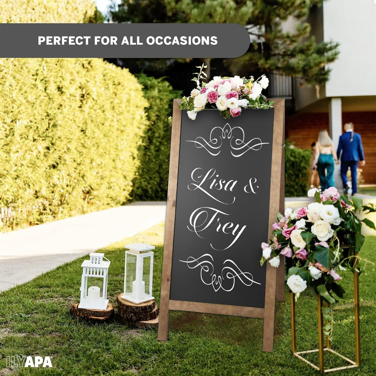 Ilyapa A-Frame Chalkboard Sidewalk Sign - 58 x 27 inches, Folding Standing Sandwich Sign