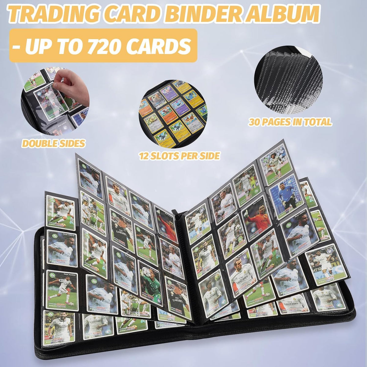 Trading Card Binder 12 Pocket, 720 Pockets Card Binders, Card Collection Binder, Card Album Folder