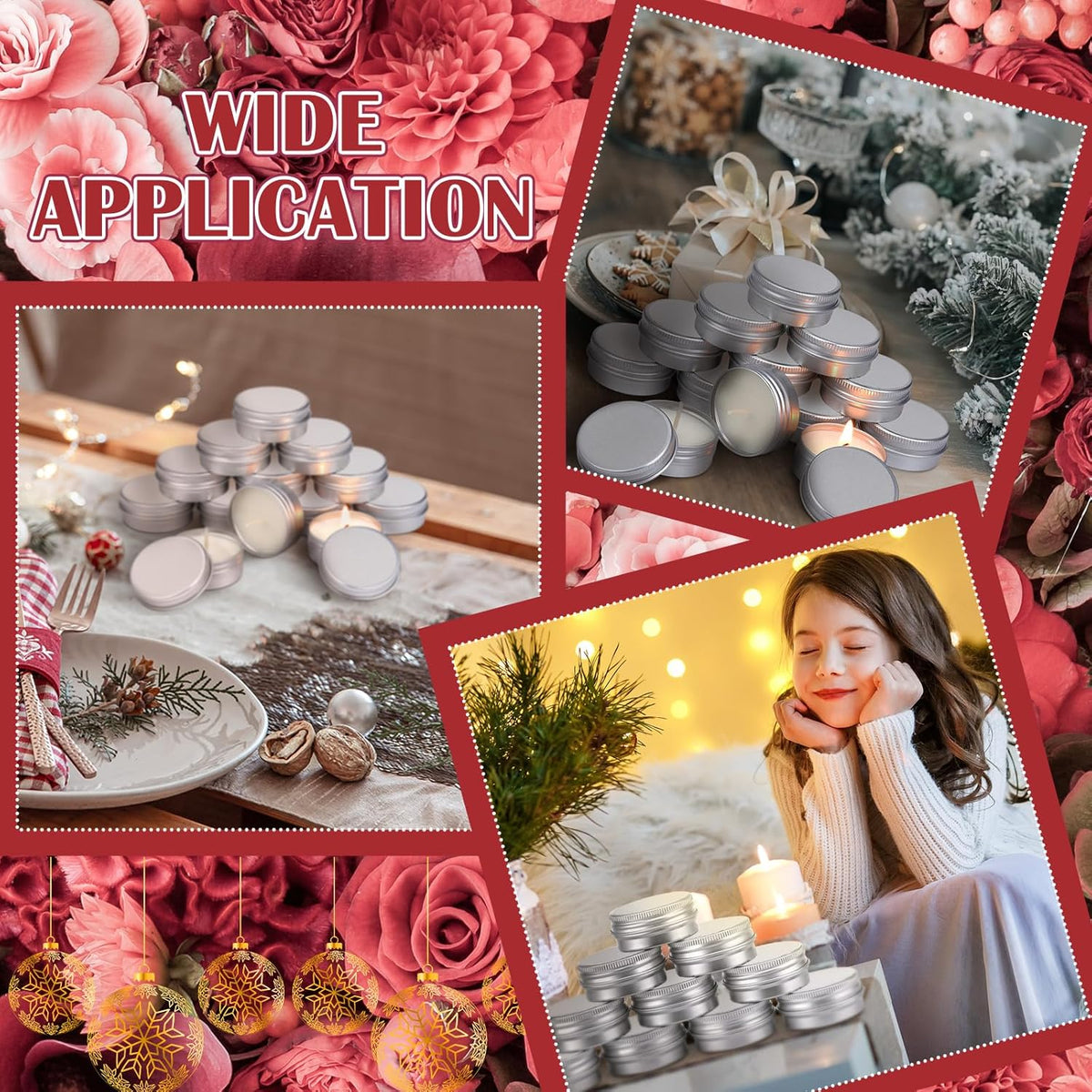 MTLEE 50 Pcs Wedding Scented Candles Gift Travel Tin Candle Aromatherapy Candle for Christmas
