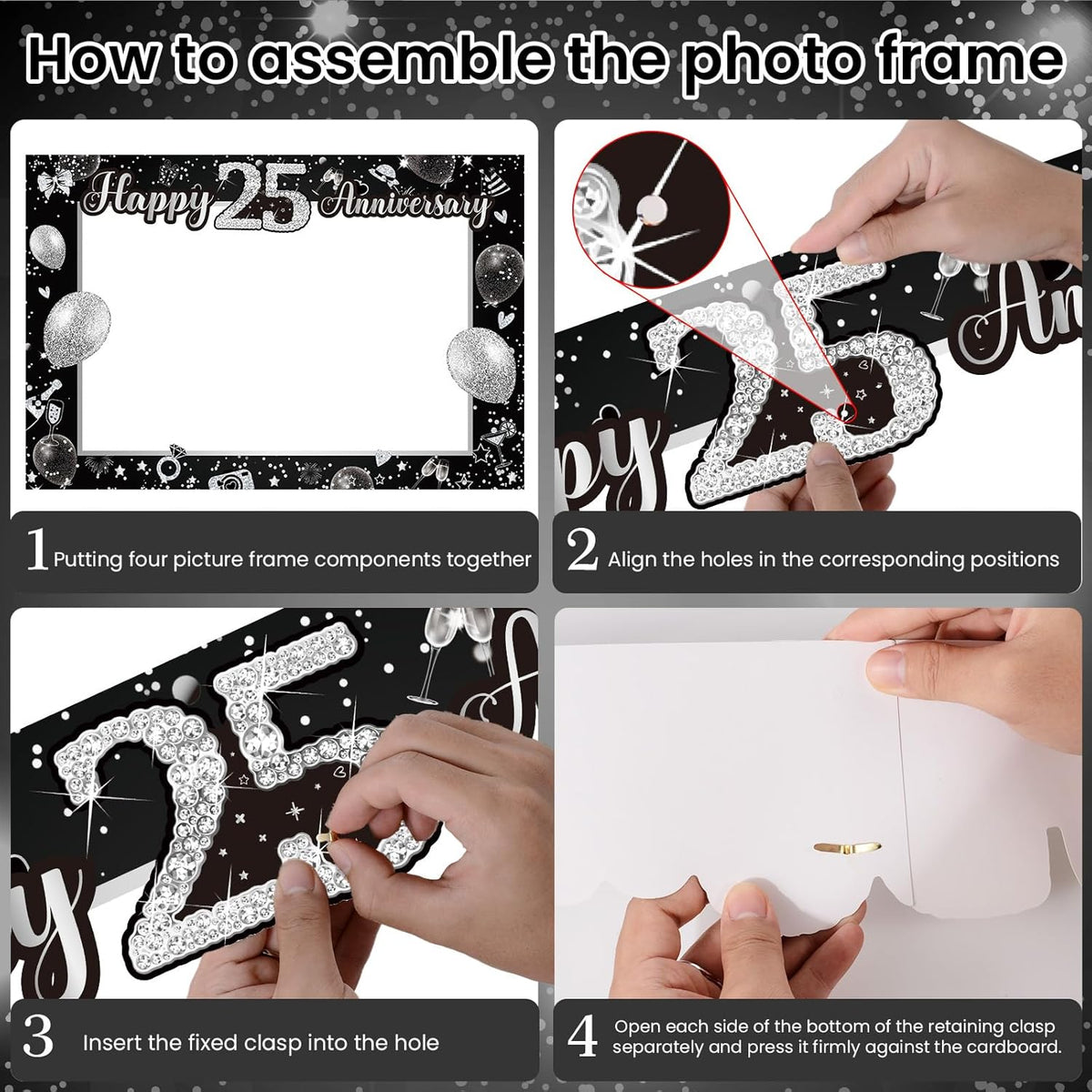 25th Wedding Anniversary Decorations Black Sliver 25th Wedding Anniversary Party Photo Booth Props