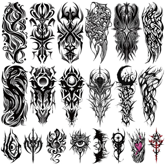 Yazhiji 77 Sheets Cyber Sigilism Temporary Tattoos Adult, 17 Sheets Cyber Seal Fake Arm Chest