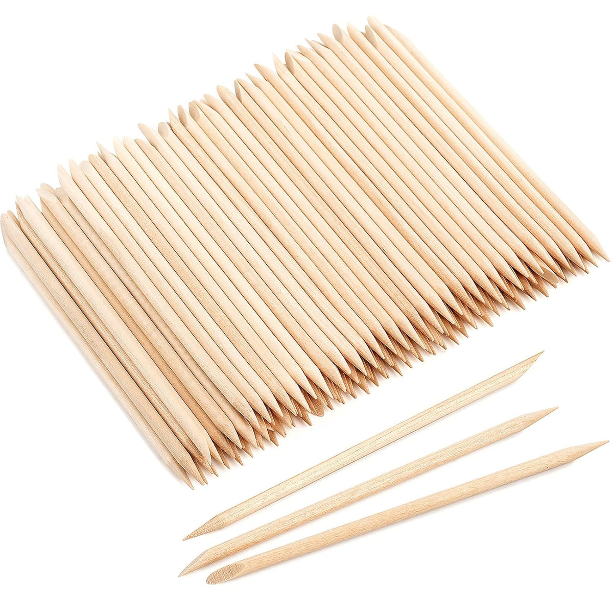 600 Pcs 4.5 Inch Orange Sticks for Nails Double Sided Multi-Use Wooden Cuticle Pusher Sticks