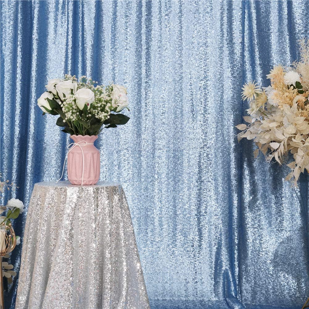 Eternal Beauty Baby Blue Sequin Backdrop, 10x10 Ft Glitter Background Curtains for Shimmer