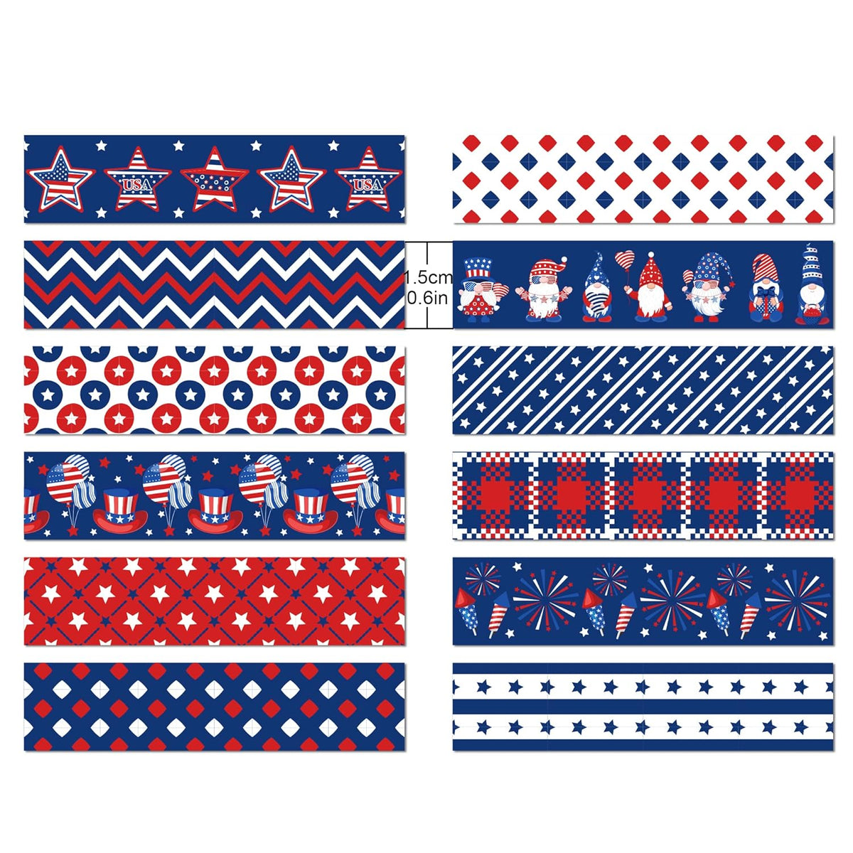 Washi Tape 12 Rolls Washi Tape Set Patriotic Packing Tape American Flag Washi Masking Tape