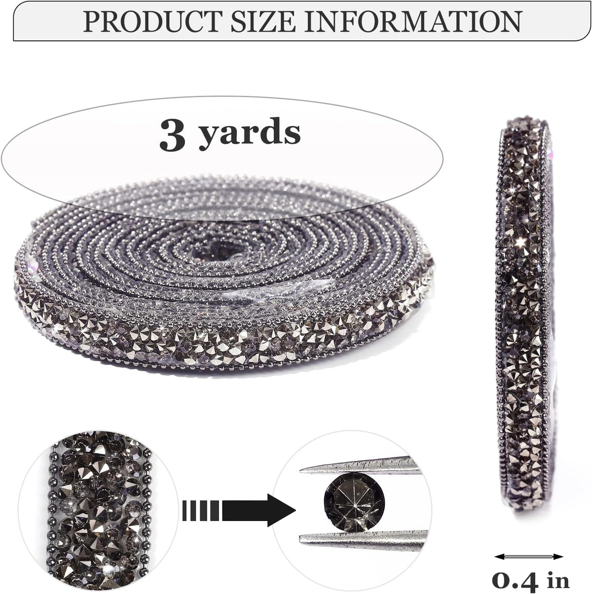 Rhinestone Ribbon 3 Yards Self Adhesive Rhinestone Strips Diamond Ribbon Sticker Crystal Roll