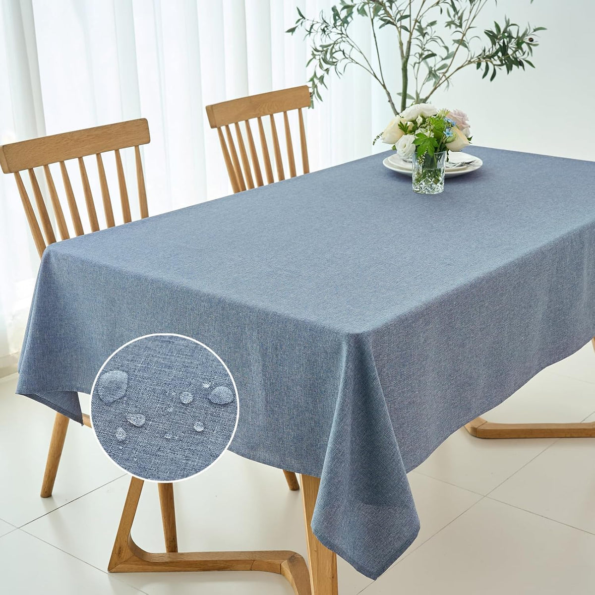 maxmill Square Linen Textured Tablecloth Waterproof Spillproof Wrinkle Free Slubby Textured Table
