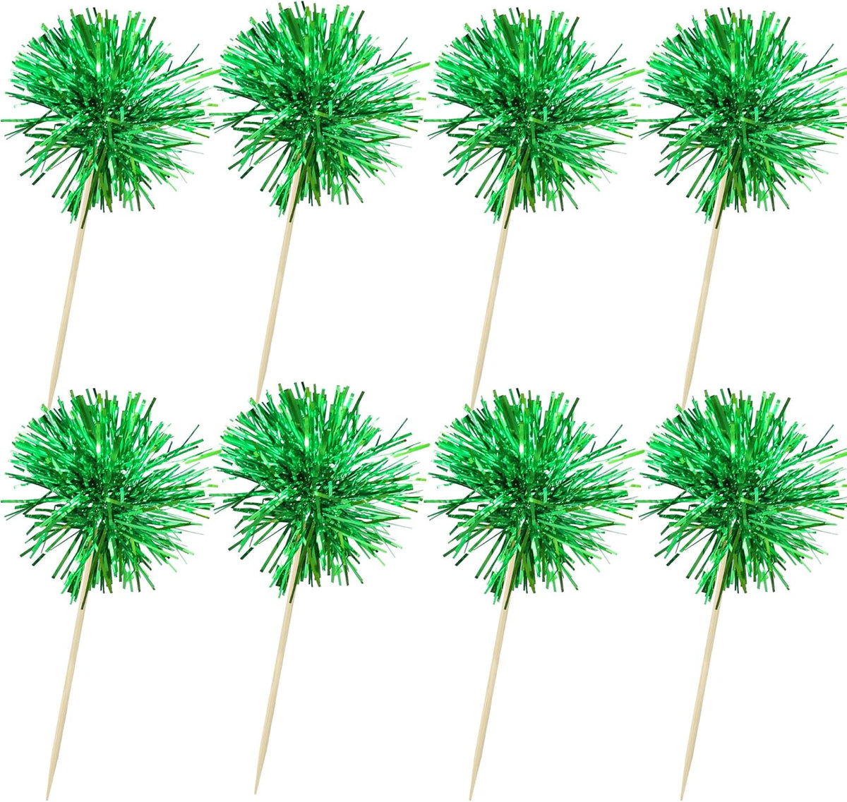 Ephlyn 30Pcs Foil Firework Cupcake Toppers Party Birthday Cake Toppers Supplies Sparkle Tinsel