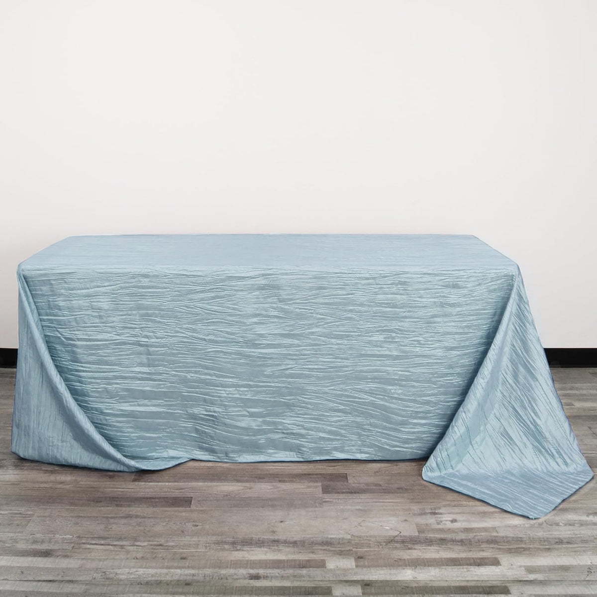 YOUR CHAIR COVERS - 90 x 156 inch Rectangular Crinkle Taffeta Tablecloth - Light Blue, Rectangle