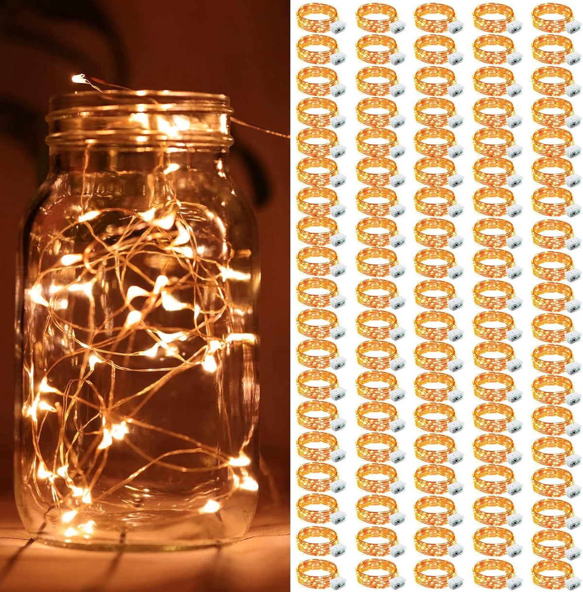 ZGWJ 100 Pack Fairy Lights Battery Operated, 7ft 20 Mini LED Fairy String Lights Silver Wire 3