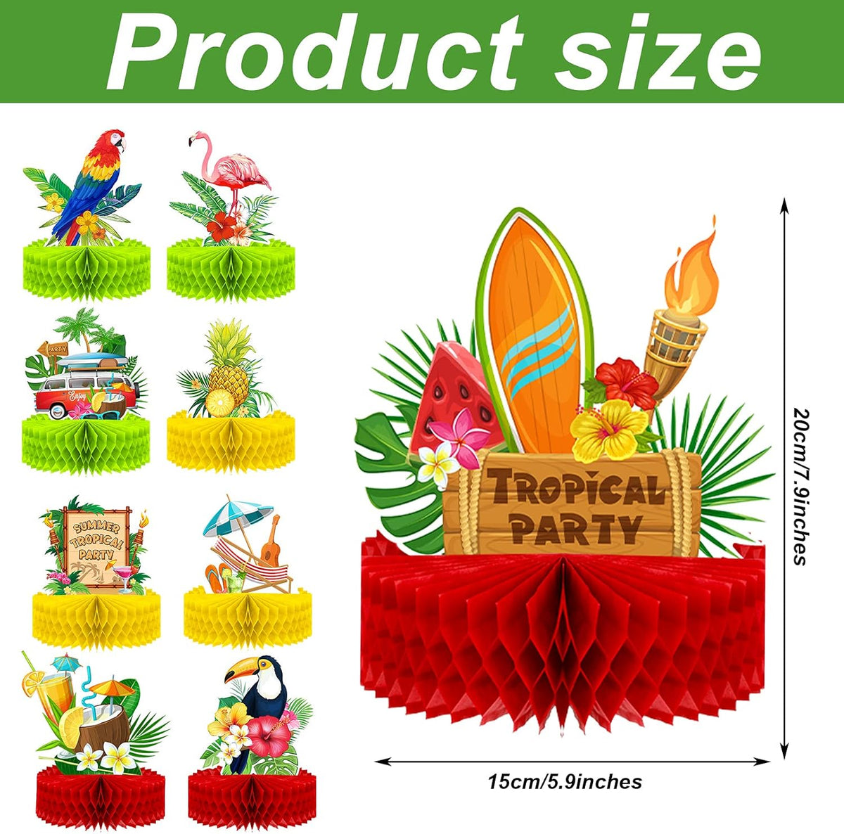 Waydress 9 Pcs Hawaiian Luau Party Decorations Margaritaville Tropical Centerpieces for Tables 6.9