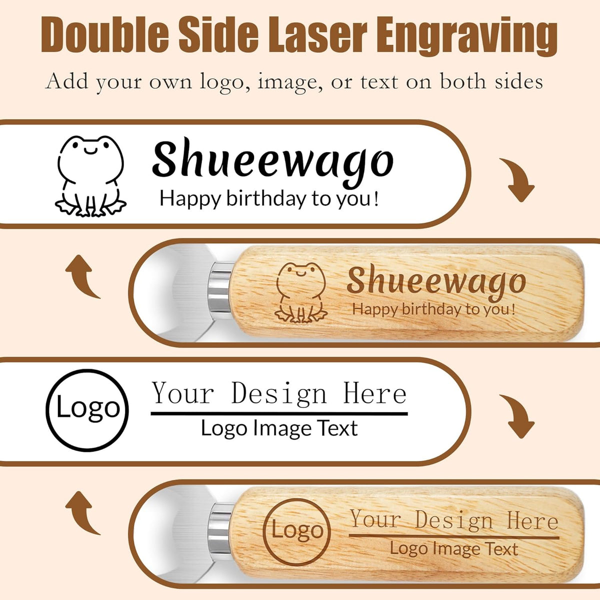 15-100 PCS Personalized Bottle Openers with Wooden Handle, Bulk Customized Text/Logo/Photo Beer