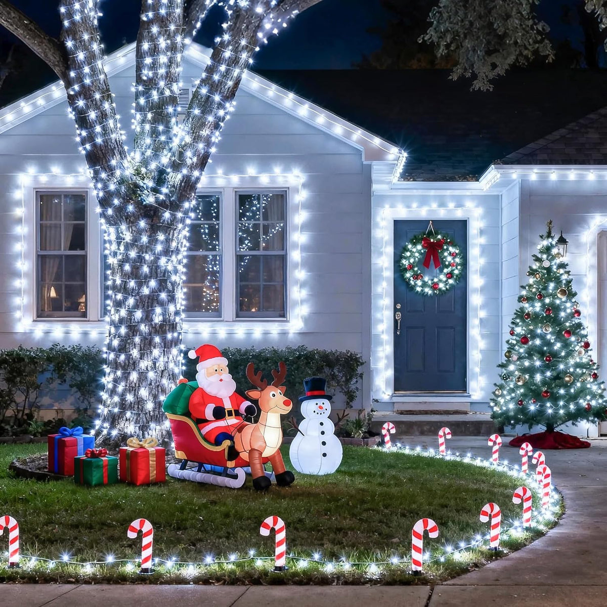 JMEXSUSS 168FT 600 LED White Christmas Lights Outdoor with Remote Indoor Christmas Tree Lights Plug