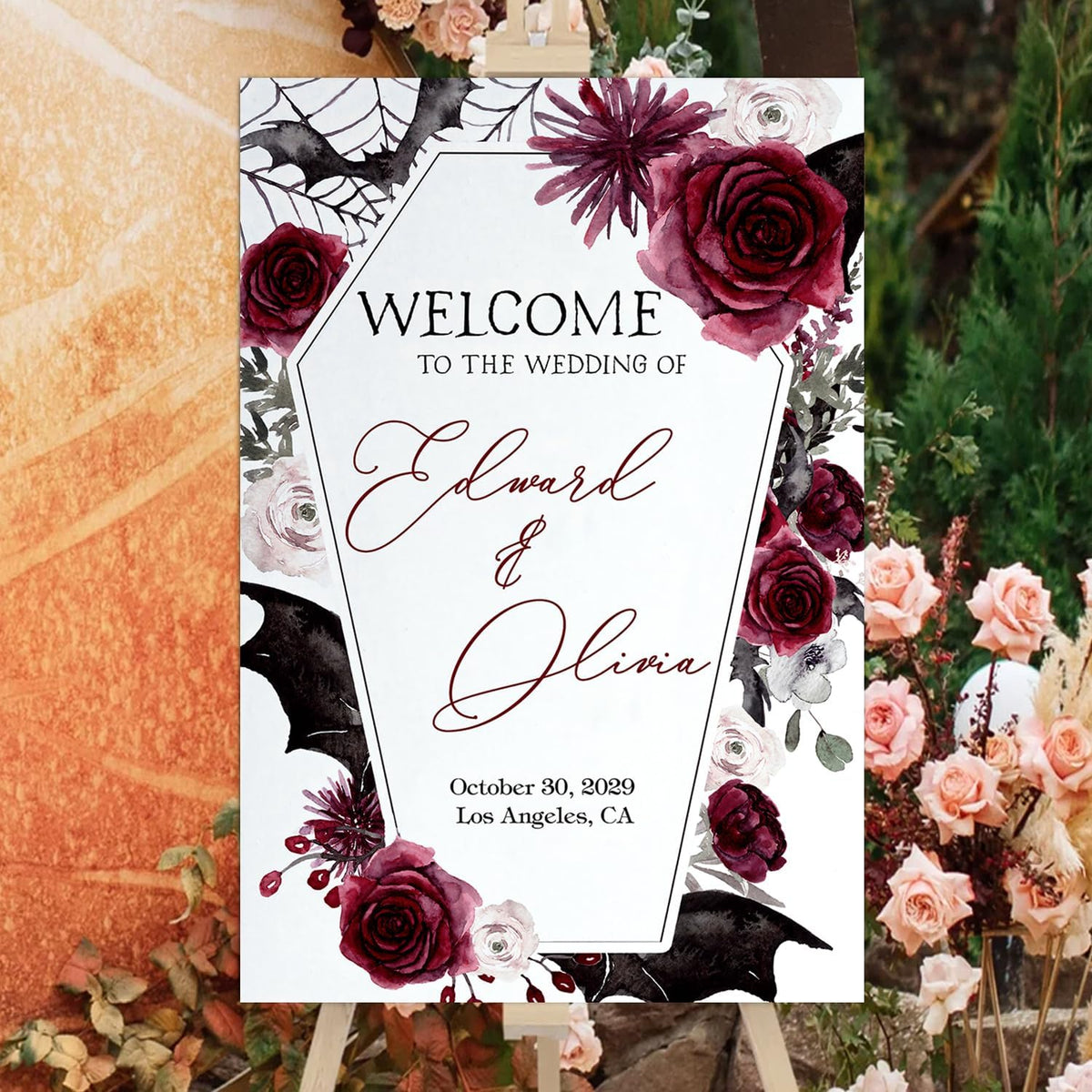 Halloween Wedding Welcome Sign, Wedding Sign, Halloween Wedding Sign, Wedding Decorations, Black
