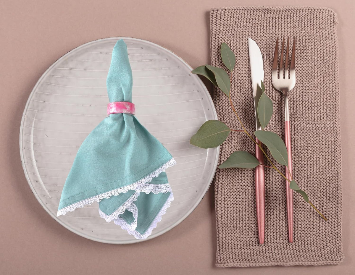 12 Pcs Epoxy Resin Napkin Rings Set - Decorative Pastel Table Holders, 1.5" Dia, Art Deco Style