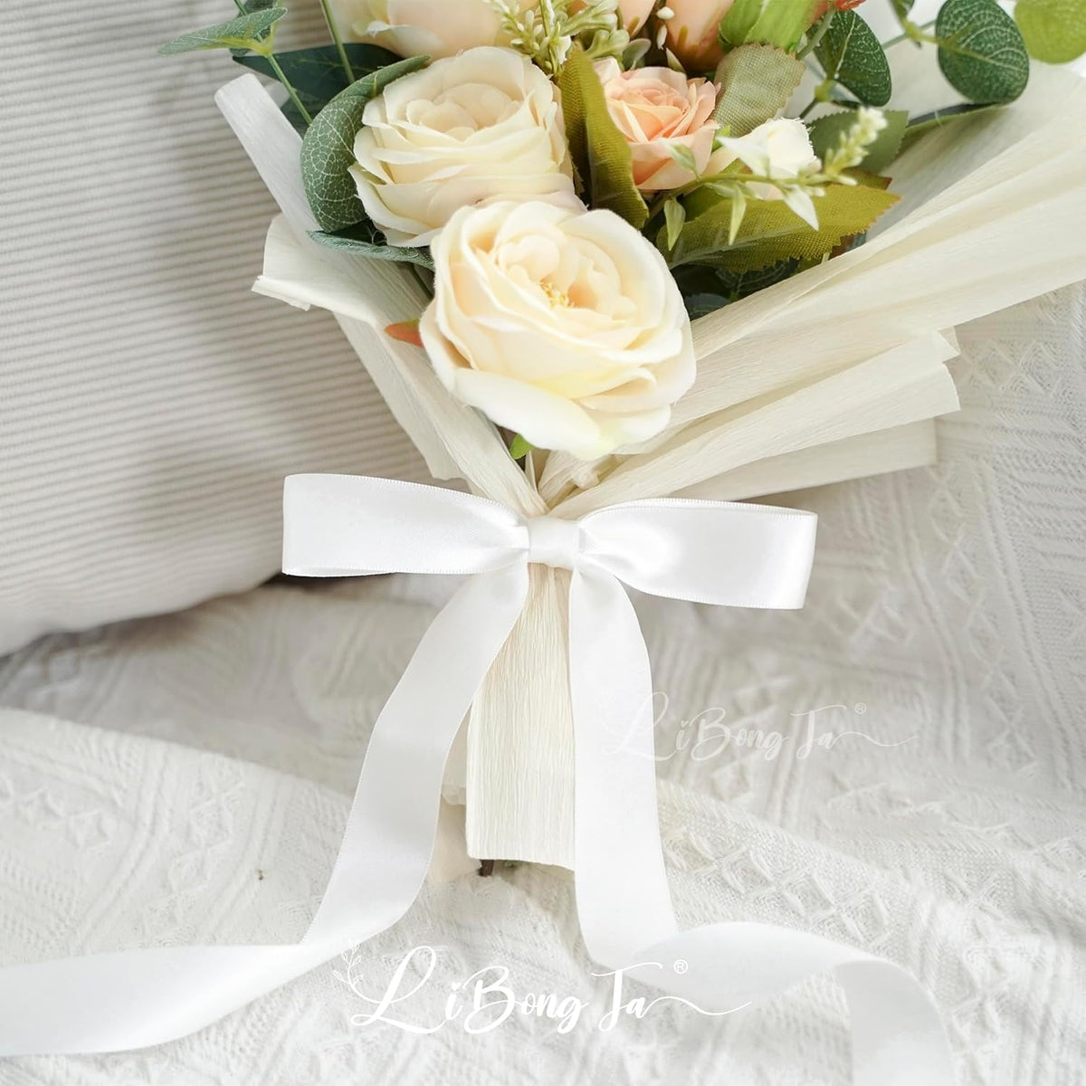 50 PCs White Bow Decor 5.5'' Satin Bows with Long Tail, Twist Tie Bows for Craft, Packaging Ribbon