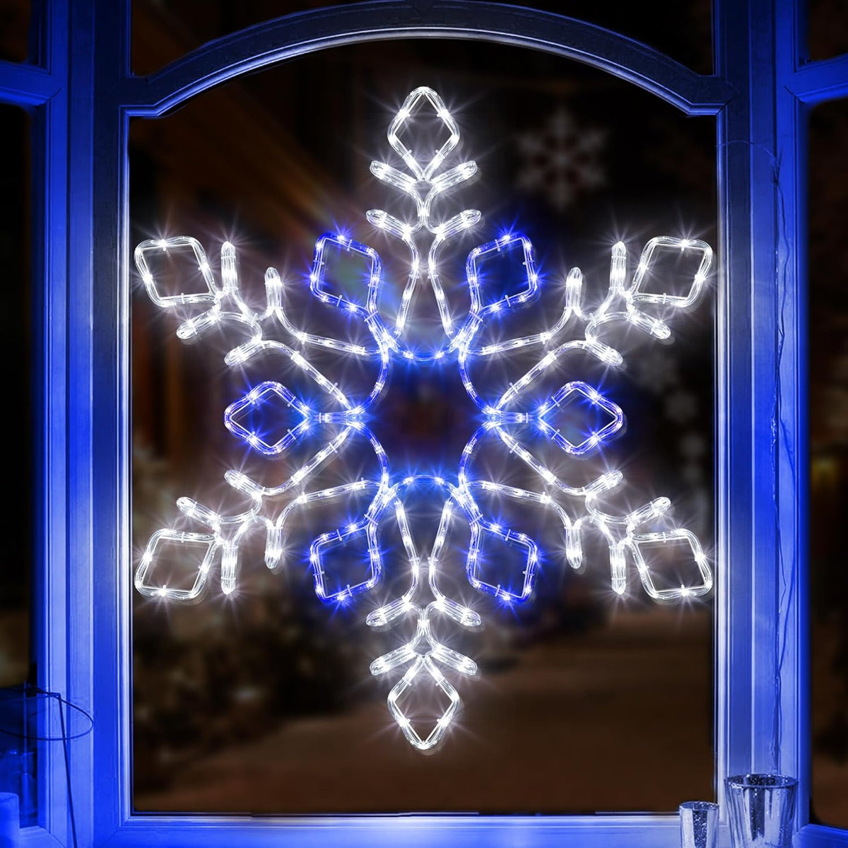 Christmas 35'' Snowflake Lights Decoration - Outdoor Waterproof Christmas Lights Super-Bright White