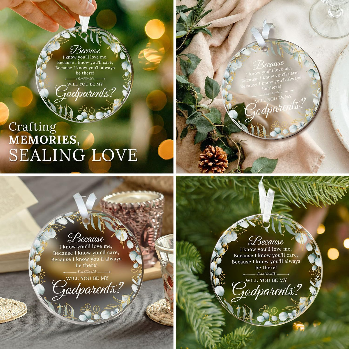 HEXMOZ Godparents Proposal Gift - Will You Be My Godparents Ornament - Godparent Gifts for Baptism